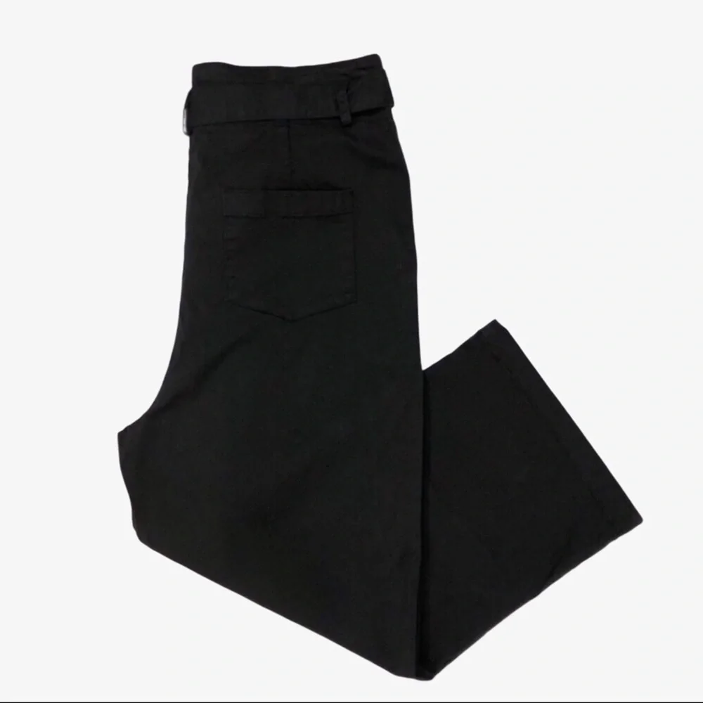 Tara Jarmon Wide Leg Cropped Paperbag Waist Pants Black Size 8 - Picture 2 of 6